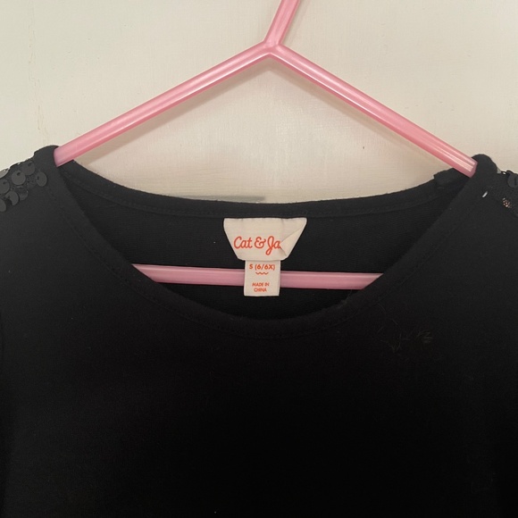 CAT & JACK Black Mesh Sequin Dress Size S 6/6X - Picture 6 of 11